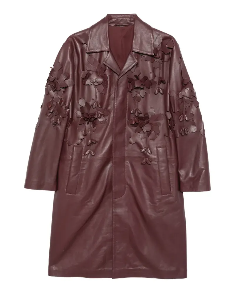 Alberta Ferretti Ledermantel mit Blumenapplikation - Rot Rot