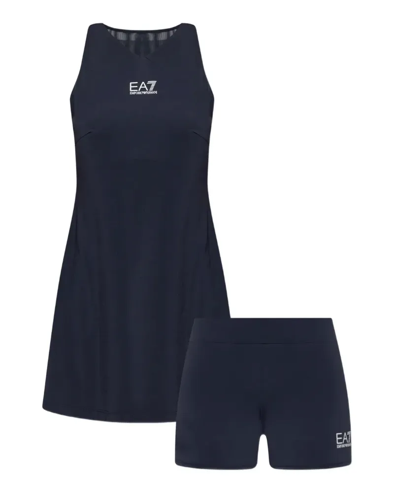 EA7 Ventus Racerback-Kleid mit Logo-Print - Blau Blau