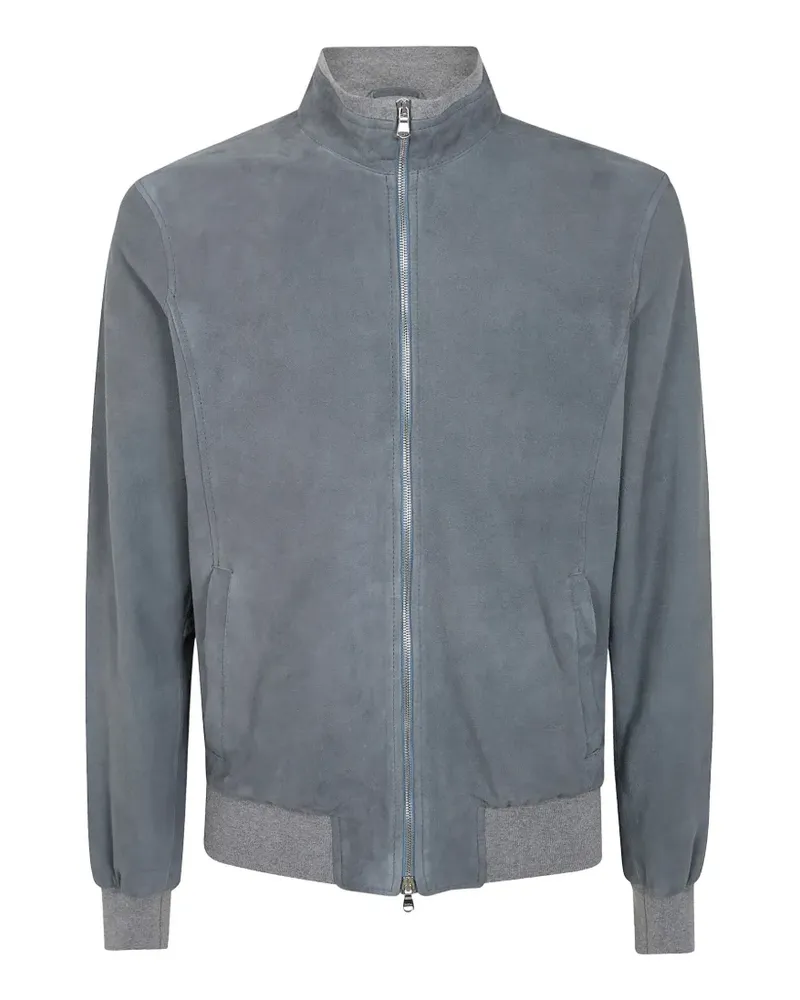 BARBA suede bomber jacket - Grau Grau