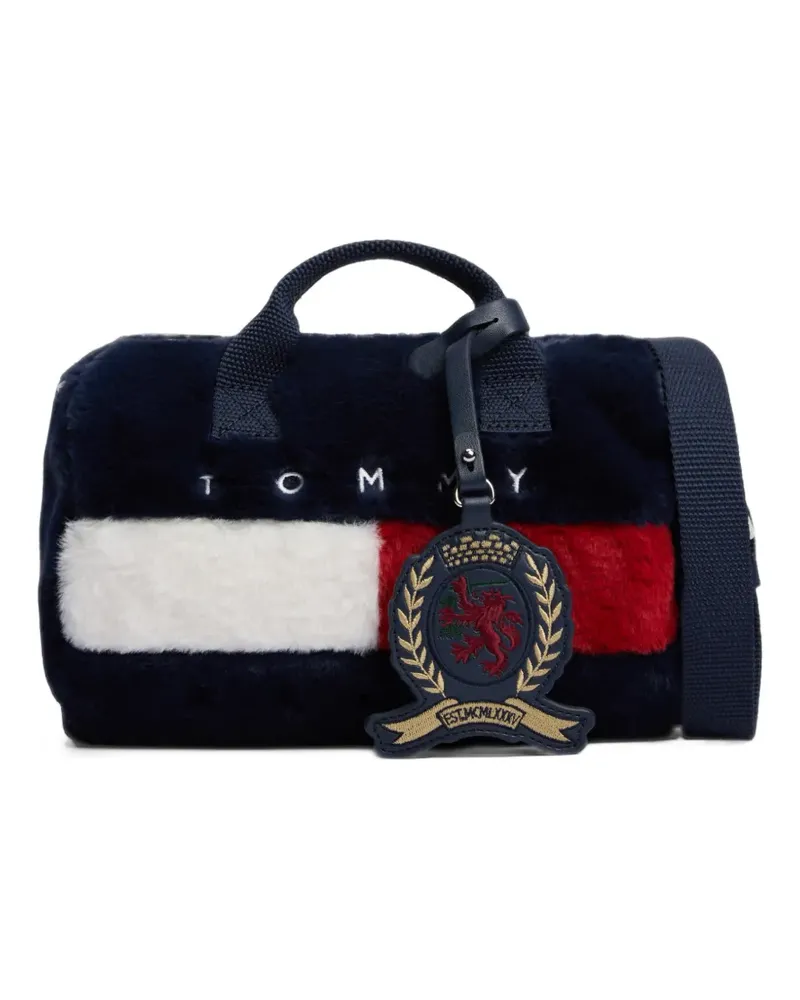 Tommy Hilfiger faux-fur logo-patch duffel bag - Blau Blau