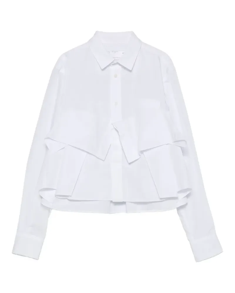 Sacai Cropped-Hemd mit Rüschen - Weiß Weiß