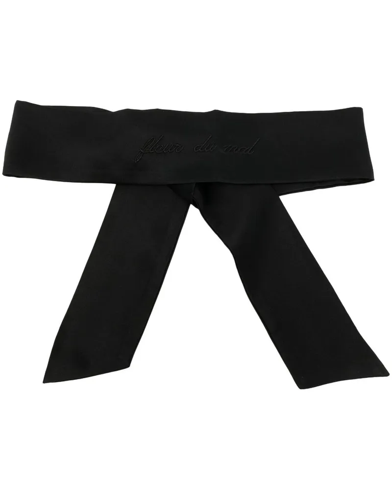 Fleur Du Mal Seidenbluse mit Logo-Stickerei - Schwarz Schwarz