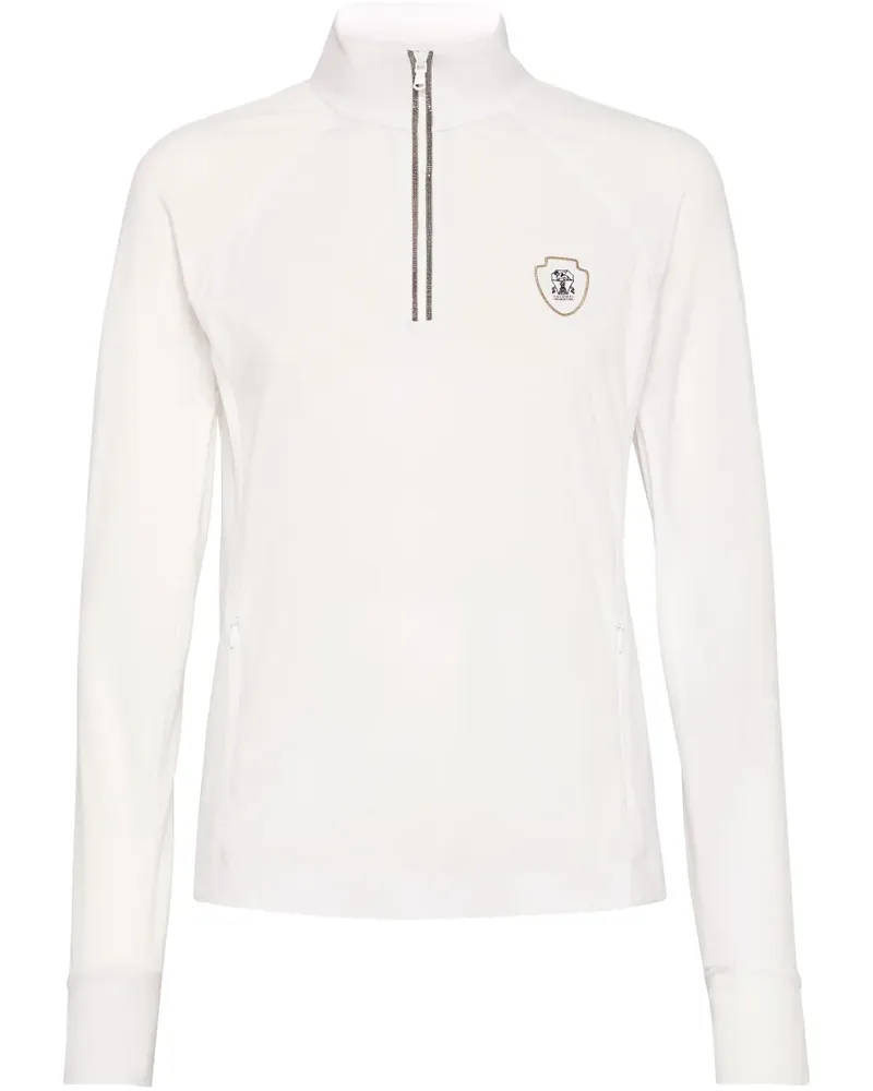 Brunello Cucinelli Jersey mit Logo-Patch - Weiß Weiß