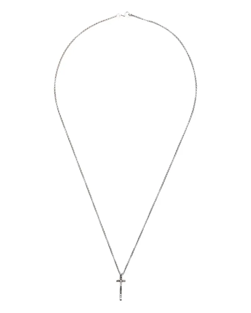 Rosa Maria Halskette aus Sterlingsilber mit Kreuzanhänger mit Diamant Silber