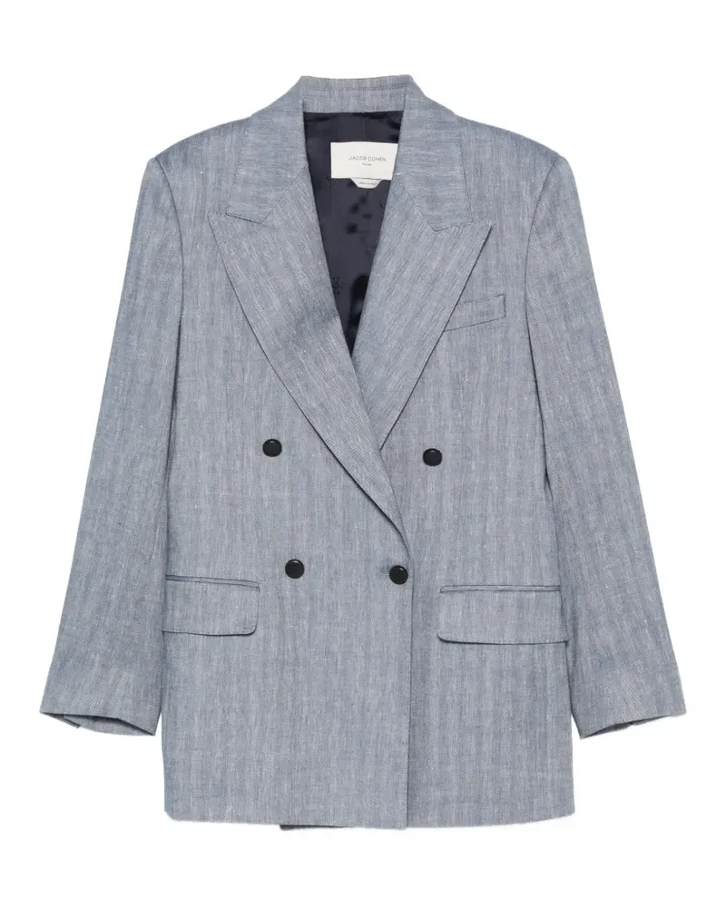 Jacob Cohën double-breasted herringbone blazer - Blau Blau