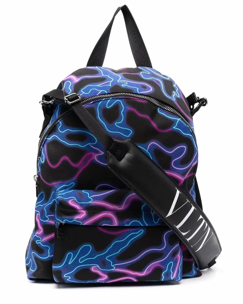 Valentino Garavani Camou Rucksack mit Neon-Print - Schwarz Schwarz