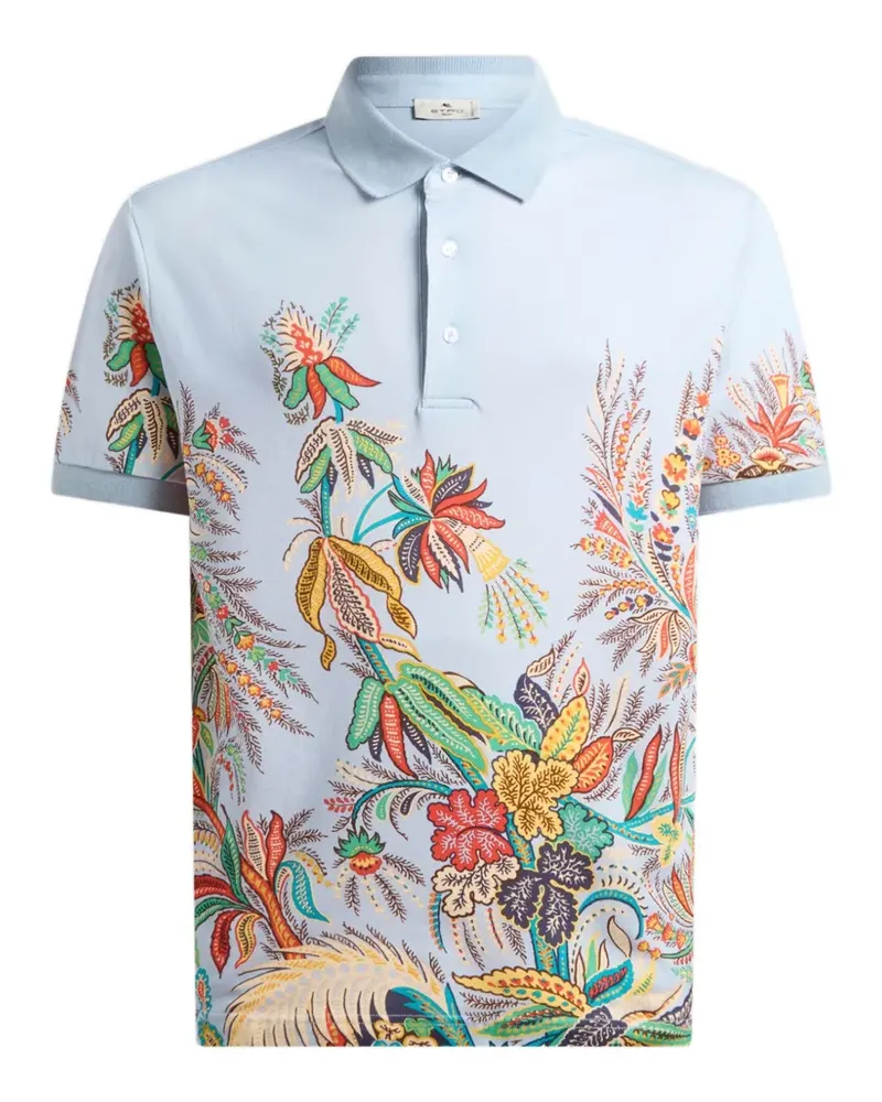 Etro Poloshirt mit Blumenprint - Blau Blau