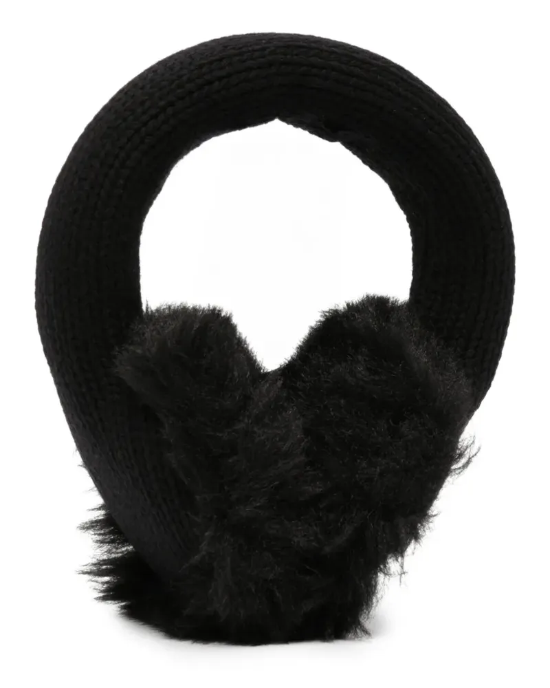 Moncler Grob gestrickte Ohrenschützer aus Faux Fur - Schwarz Schwarz