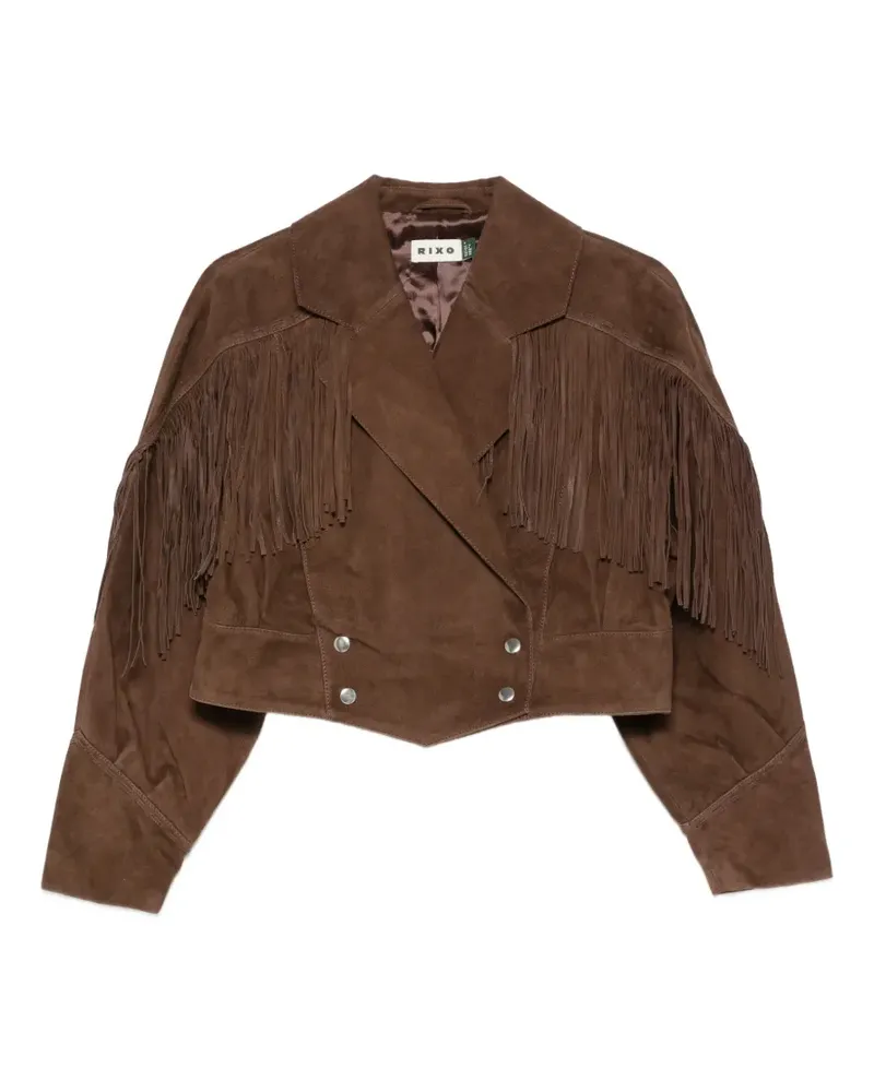 RIXO Darragh fringed cropped jacket - Braun Braun