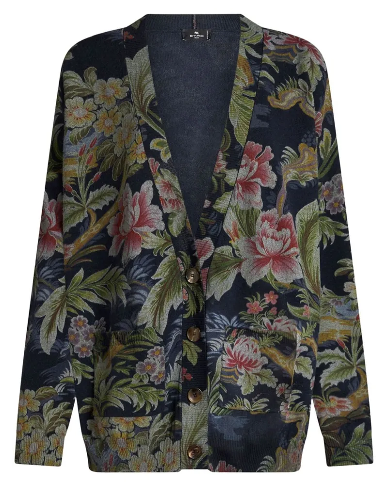 Etro Cardigan mit Blumen-Print - Blau Blau