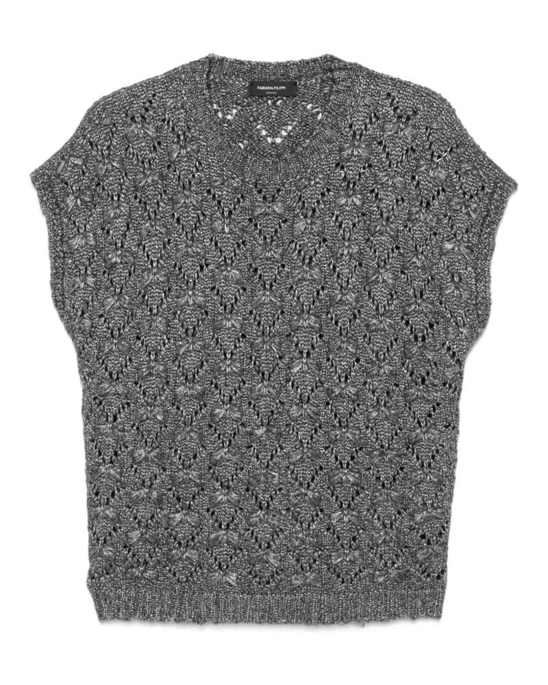 Fabiana Filippi Pullover aus Lochstrick mit angeschnittenen Ärmeln - Grau Grau
