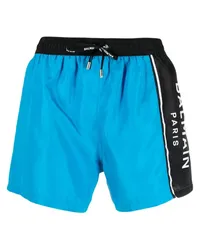 Balmain Badeshorts mit Logo-Print Blau