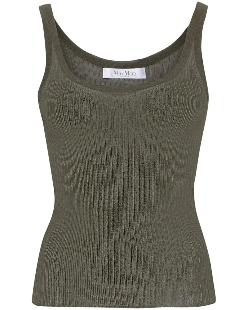 Max Mara Geripptes Bastia Seidentop - Grün Grün