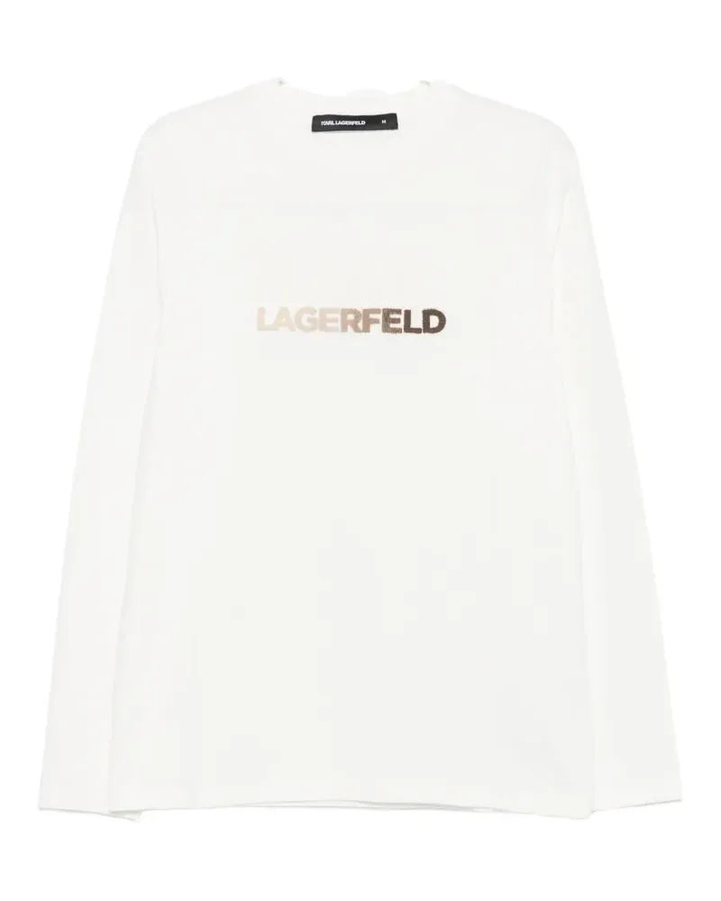 Karl Lagerfeld logo-print long-sleeve T-shirt - Nude Nude