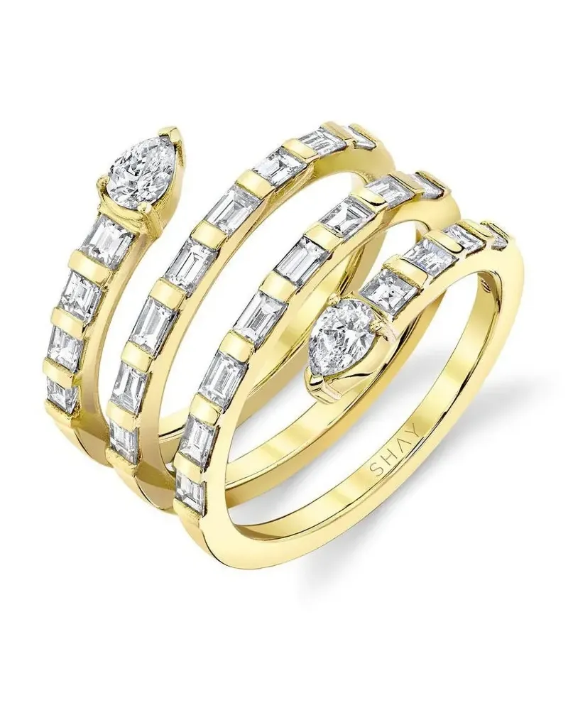 SHAY 18kt Spiral Gelbgoldring mit Diamant Gold