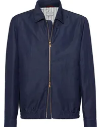 Brunello Cucinelli Bomberjacke mit gespreiztem Kragen Blau