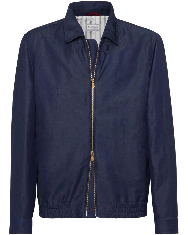 Brunello Cucinelli Bomberjacke mit gespreiztem Kragen - Blau Blau
