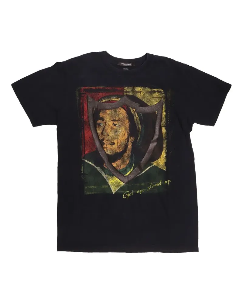 HTC Hollywood Trading Company Kastiges T-Shirt mit grafischem Print - Schwarz Schwarz