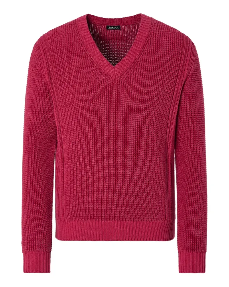 Ermenegildo Zegna Strickpullover mit V-Ausschnitt - Rot Rot