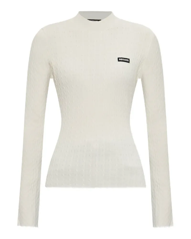 ROTATE Birger Christensen cable-knit logo-patch sweater - Nude Nude
