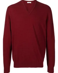 Leathersmith of London Strickpullover mit V-Ausschnitt Rot