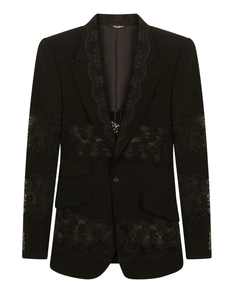 Dolce & Gabbana Einreihiges Sakko mit Spitzeneinsatz - Schwarz Schwarz