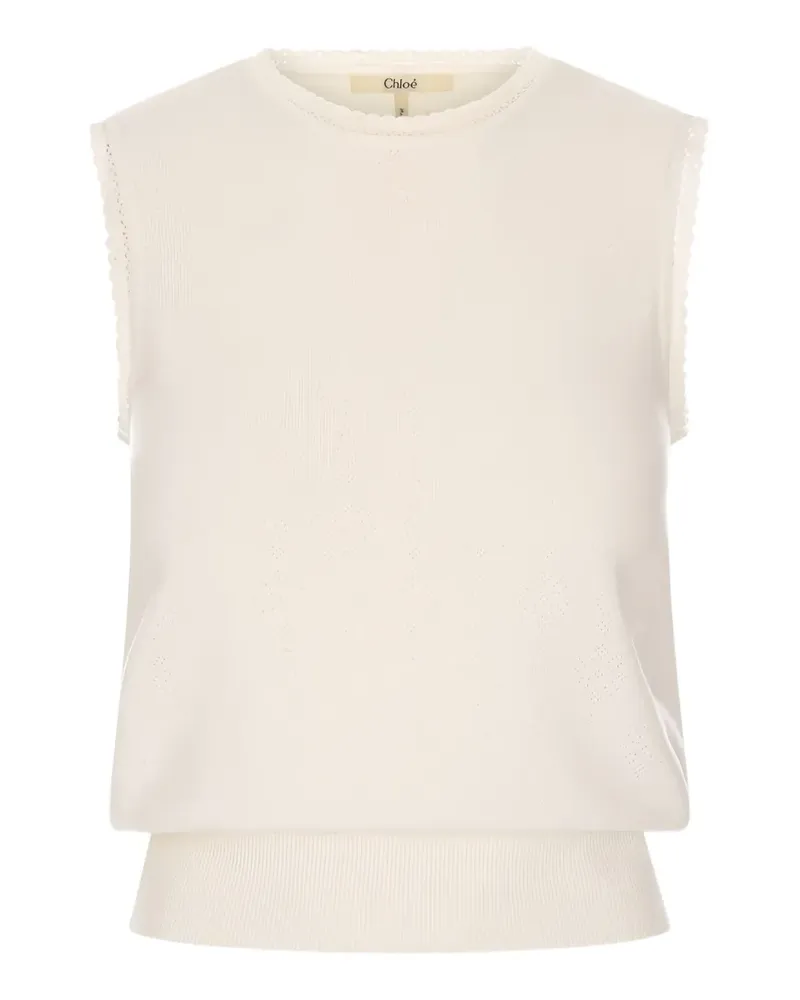 Chloé pointelle-knit knitted vest - Nude Nude