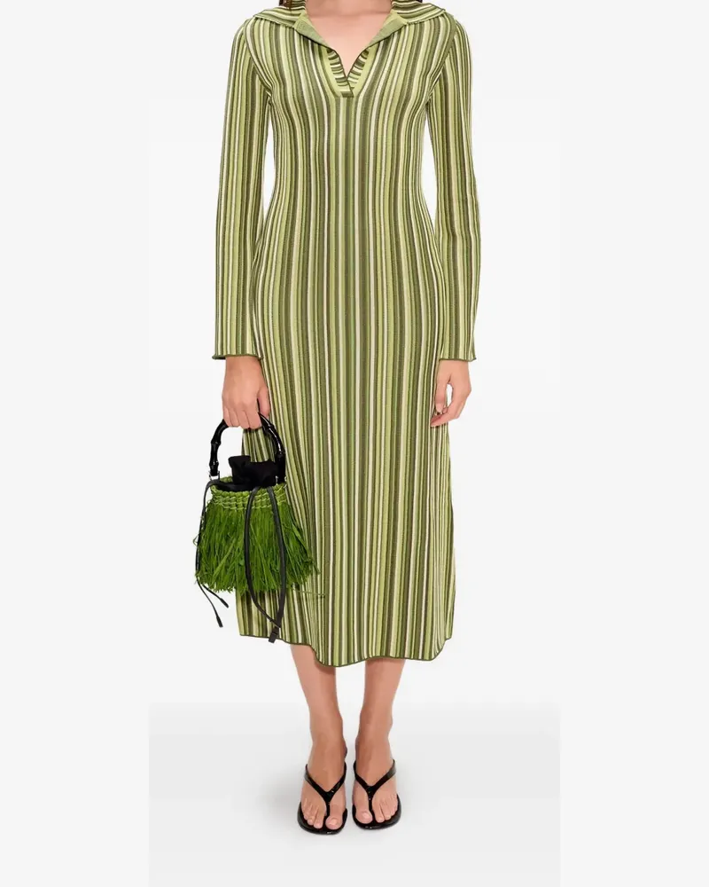 Simon Miller collared striped midi dress - Grün Grün
