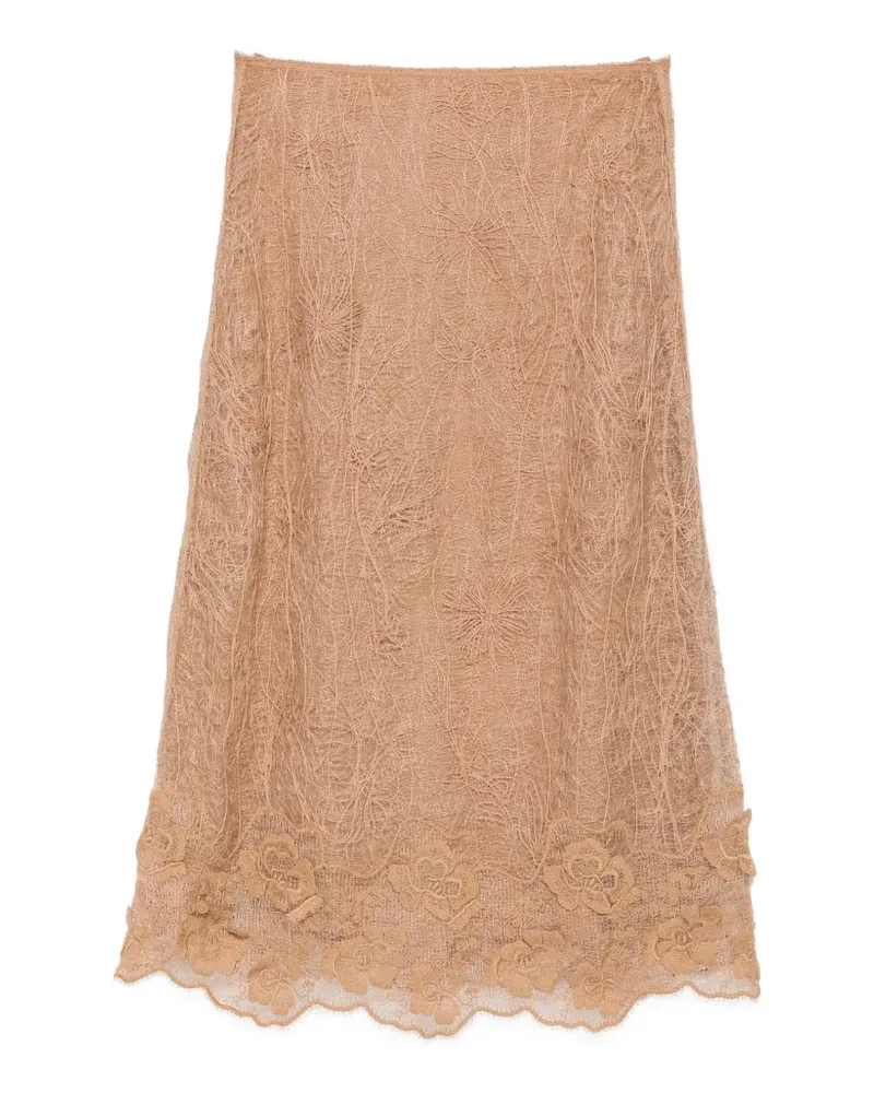 Fabiana Filippi floral-lace midi skirt - Nude Nude