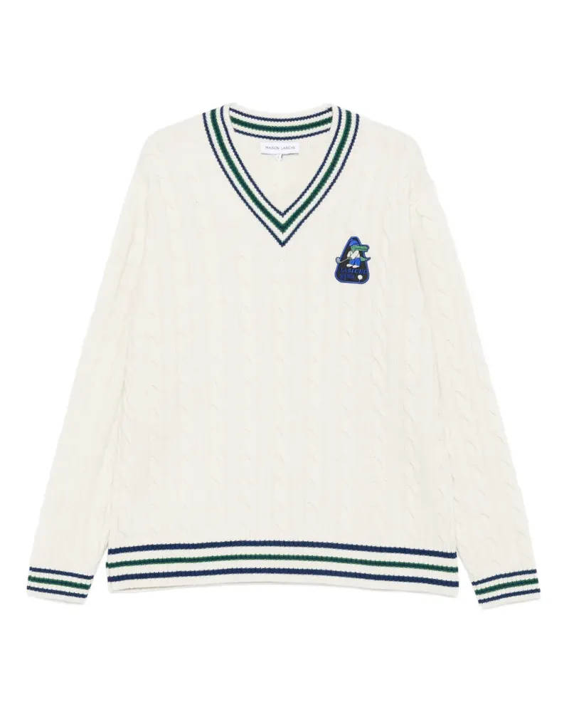Maison Labiche Verlomne Pullover mit V-Ausschnitt - Weiß Weiß