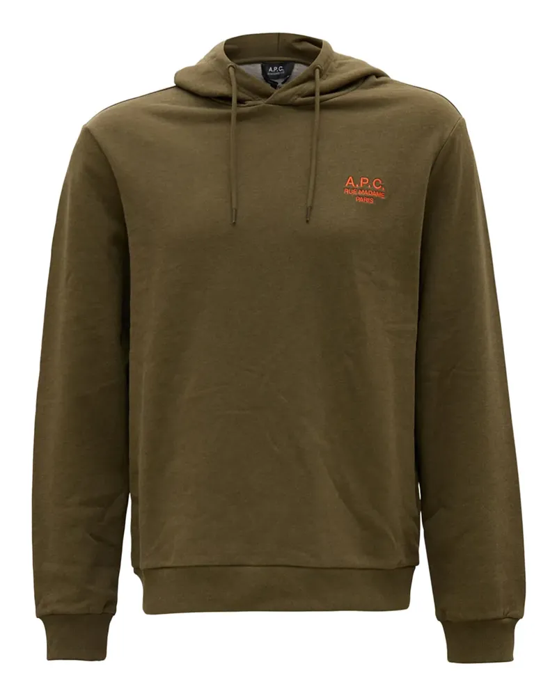 A.P.C. Hoodie mit Logo-Stickerei - Grün Grün