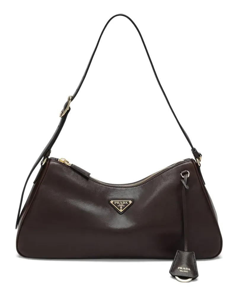 Prada Schultertasche mit Logo-Schild - Braun Braun