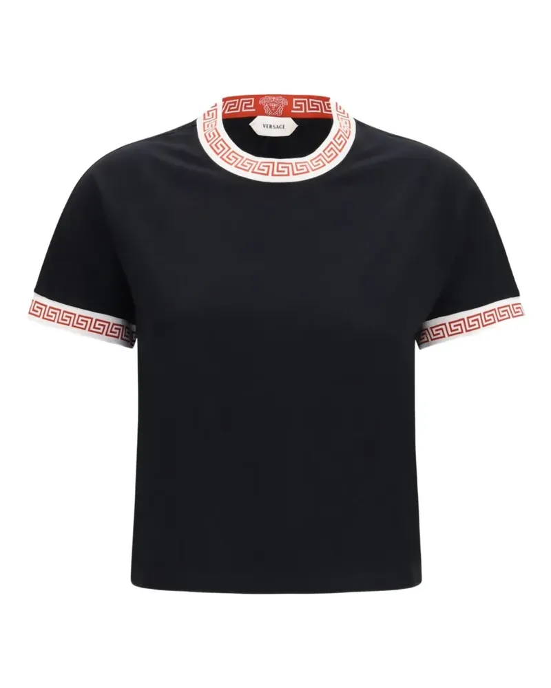 Versace Medusa-T-Shirt mit Greca-Besatz - Schwarz Schwarz