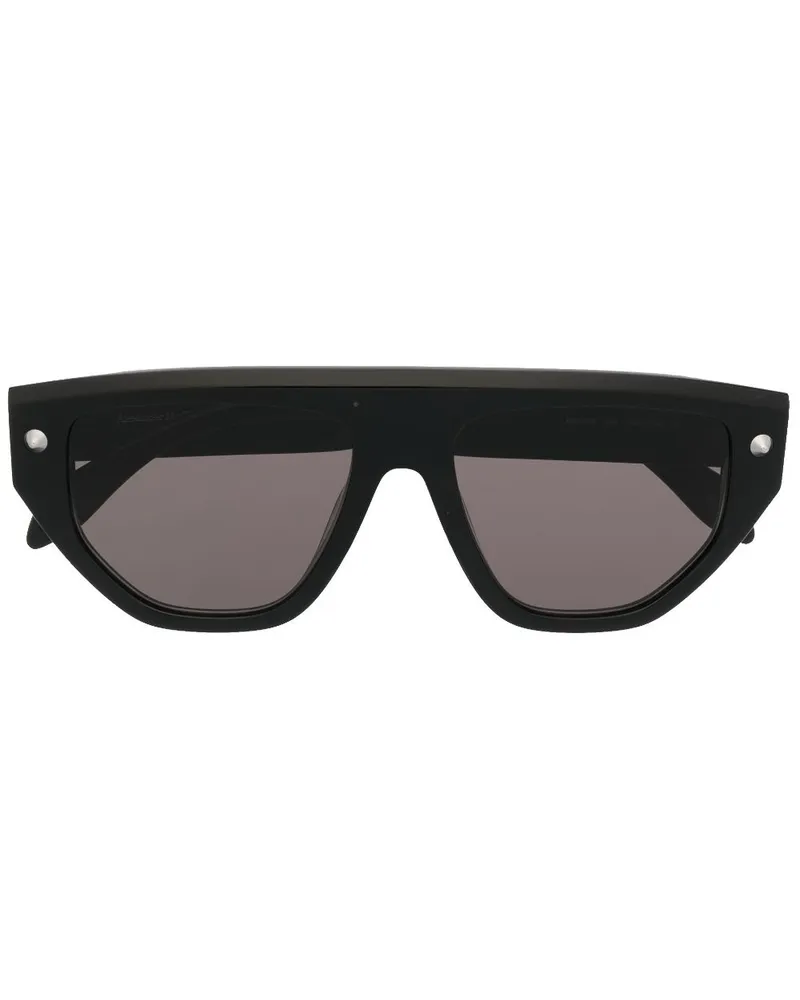 Alexander McQueen Sonnenbrille mit geometrischem Gestell - Schwarz Schwarz