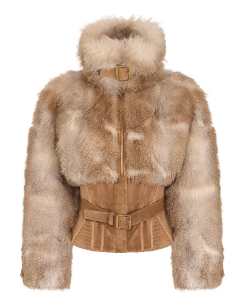 Elisabetta Franchi Bustier-Jacke mit Pelzoptik - Nude Nude