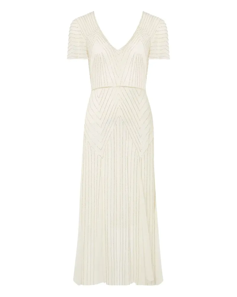 Temperley London Perlenverziertes Maxikleid mit V-Ausschnitt - Weiß Weiß