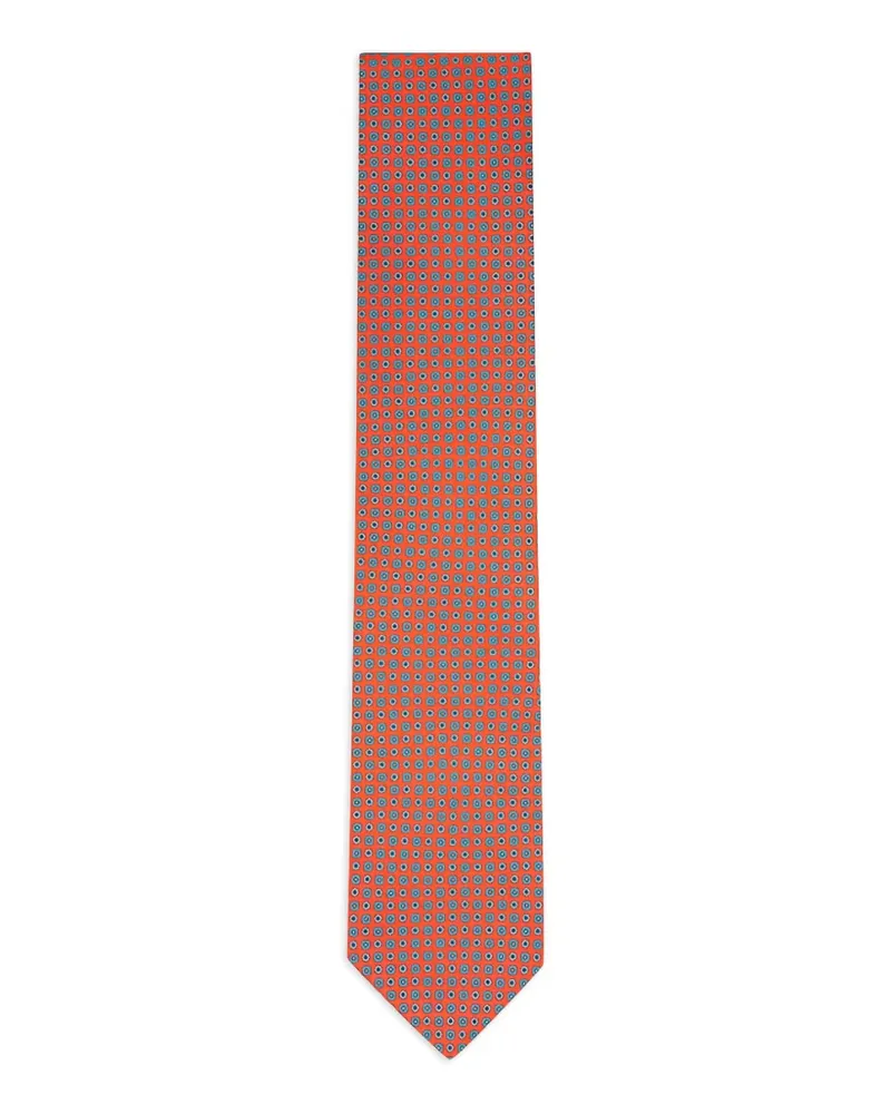 Eton geometric-print silk tie - Orange Orange