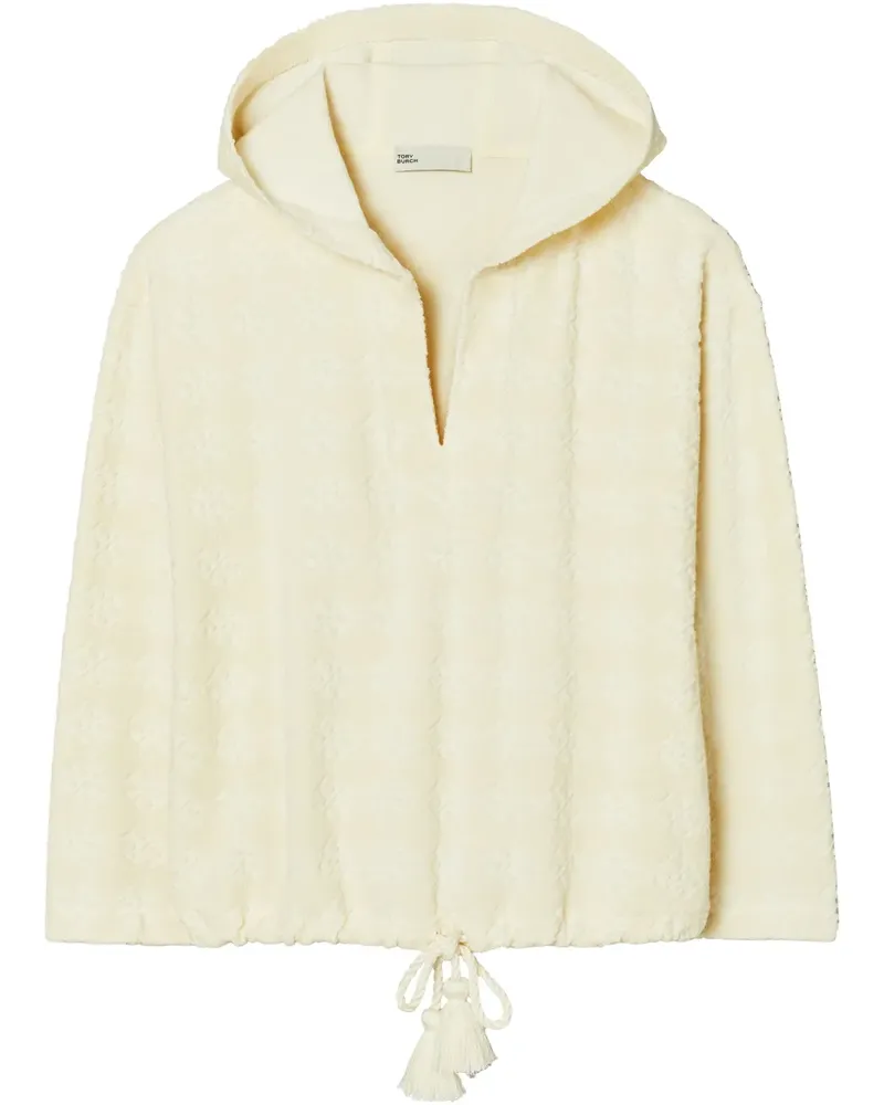 Tory Burch Frottee-Hoodie aus Logo-Jacquard - Nude Nude