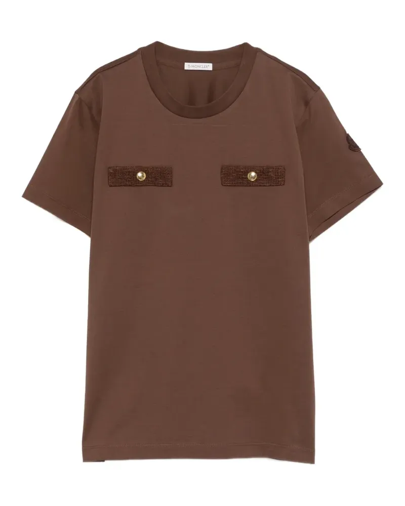 Moncler buttoned patch T-shirt - Braun Braun