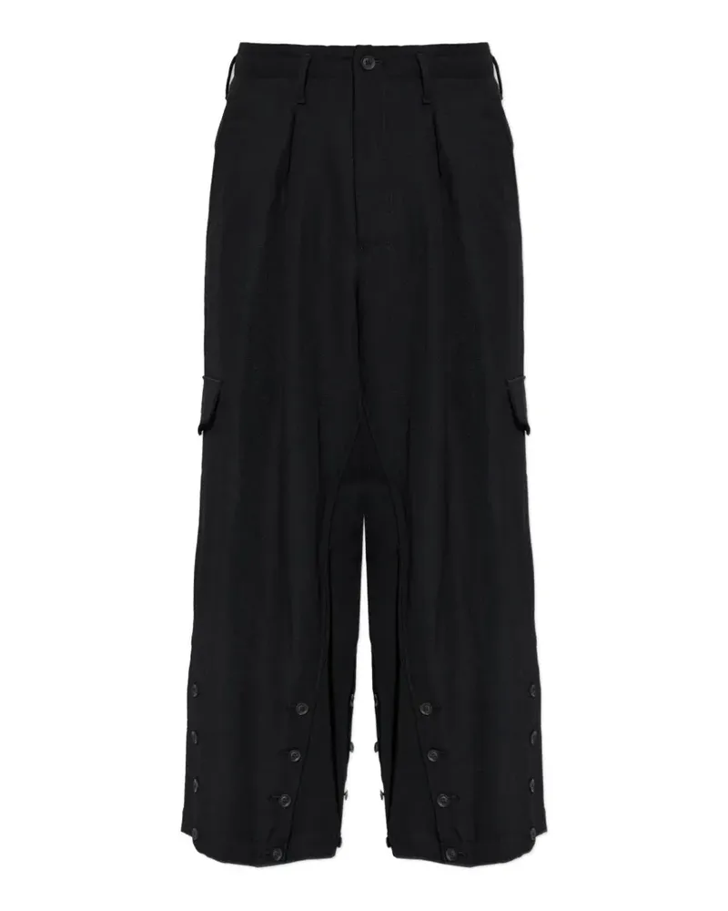 Yohji Yamamoto Cargohose mit Knopfdetail - Schwarz Schwarz