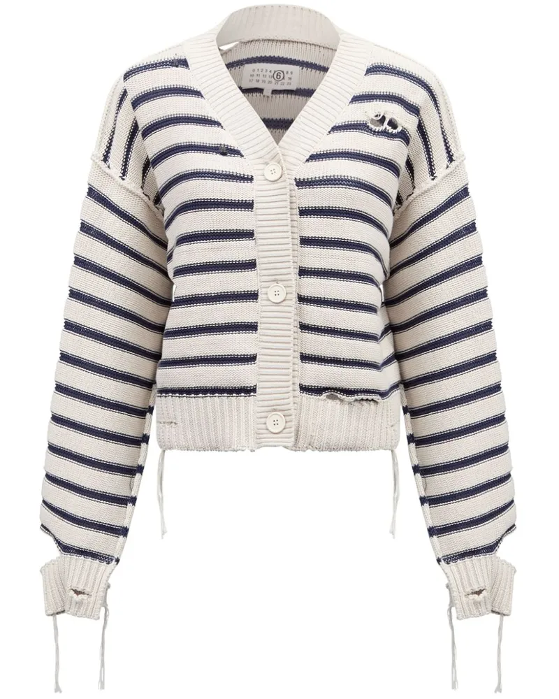 Maison Margiela Gestreifter Cardigan - Weiß Weiß