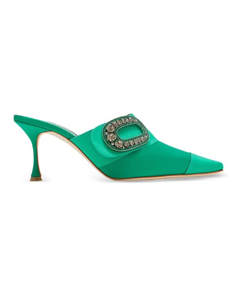 Manolo Blahnik Spitze Mules mit Kristallen - Grün Grün