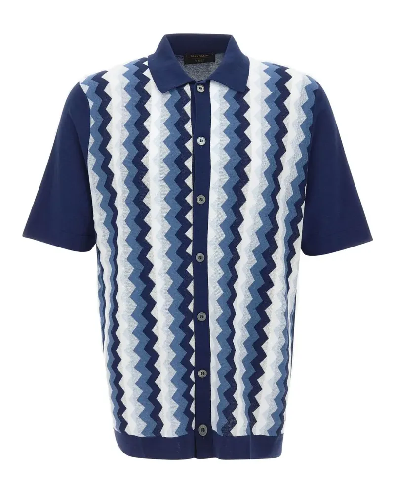 Gran Sasso chevron-jacquard cotton shirt - Blau Blau