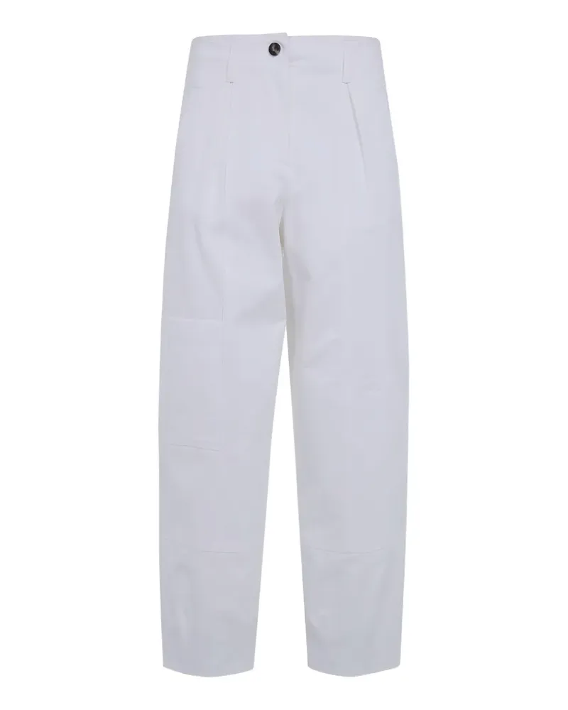 Max Mara pleated logo-patch trousers - Weiß Weiß