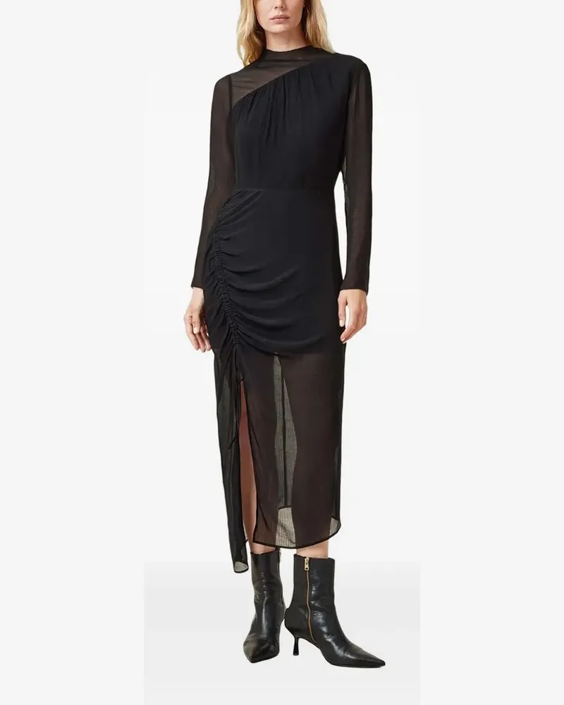 AllSaints Plissiertes Kleid mit Seitenschlitz - Schwarz Schwarz