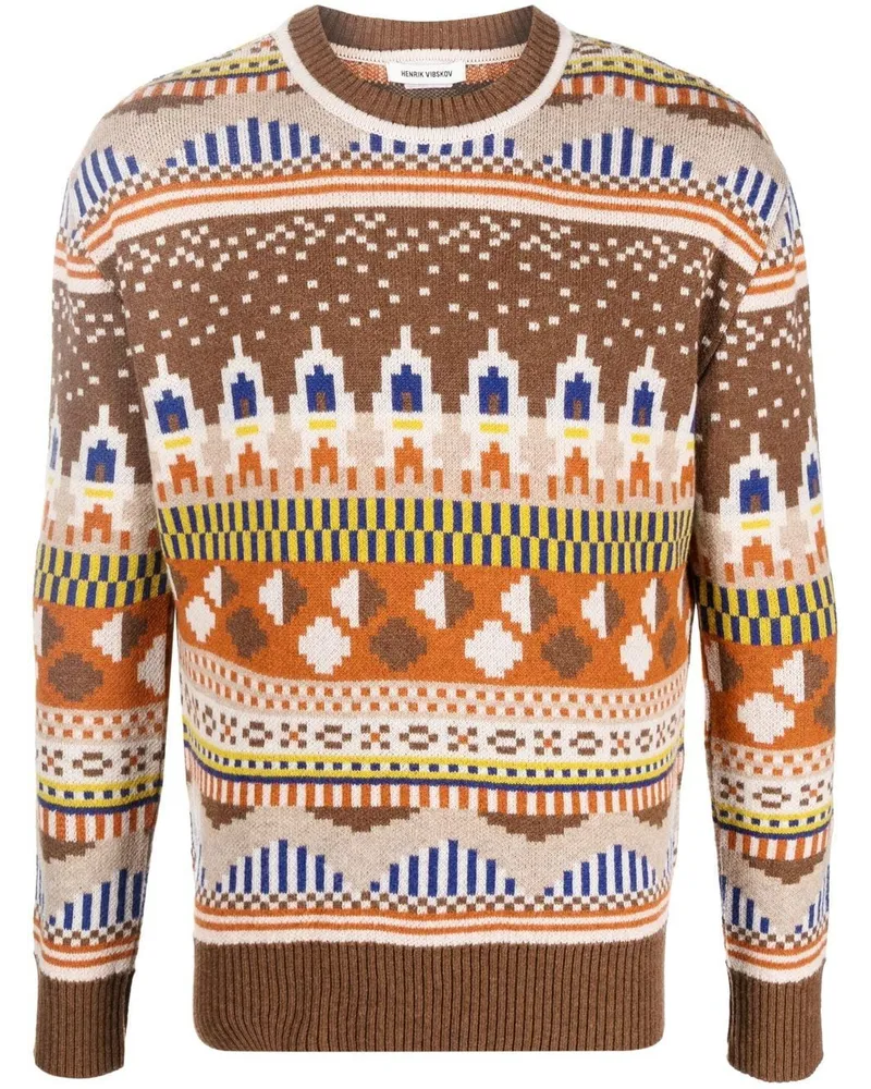 Henrik Vibskov Pullover mit Intarsienmuster Braun