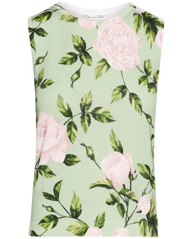 Oscar de la Renta Oberteil mit Rosen-Print - Grün Grün