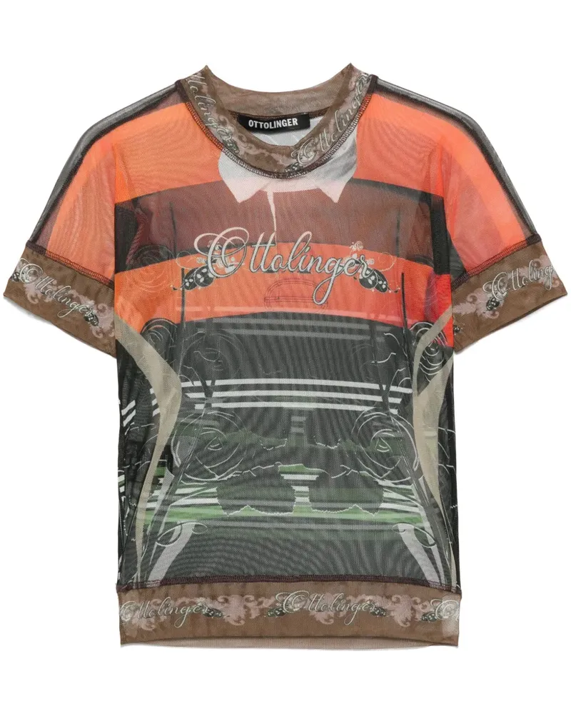 OTTOLINGER Mesh-T-Shirt mit Polo-Print - Orange Orange