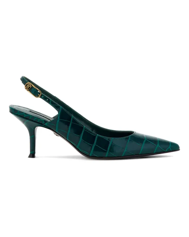 Roberto Cavalli croc-effect pointed-toe slingback pumps - Grün Grün