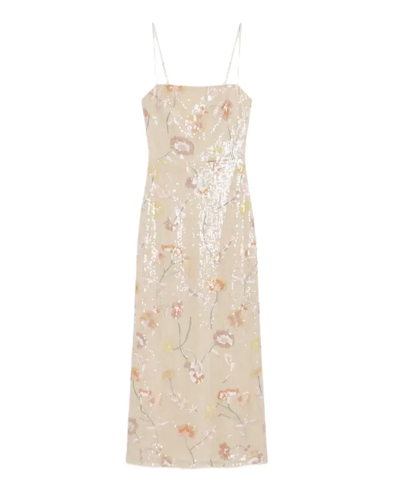 Reformation Frankie Paillettenkleid mit Blumen-Stickerei - Nude Nude